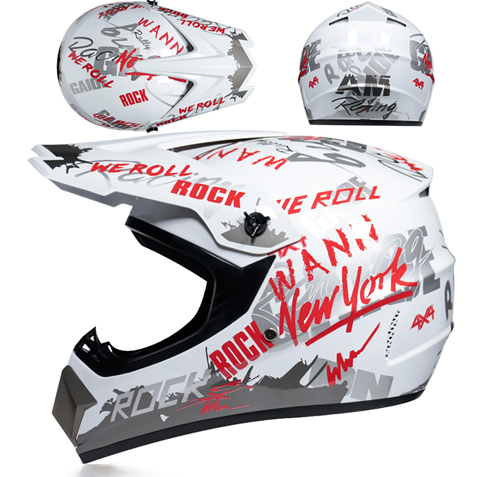 WMDMJT Motocross Vollvisierhelm Für Kinder Und Erwachsene, Leichter ATV Dirtbike Motorradhelm, Offroad Sturzhelm Für Downhill Enduro Rennen MTB Roller Quad,White2-M WMDMJT Motocross Vollvisierhelm Für Kinder Und Erwachsene, Leichter ATV Dirtbike Motorradhelm, Offroad Sturzhelm Für Downhill Enduro Rennen MTB Roller Quad,White2-M von WMDMJT