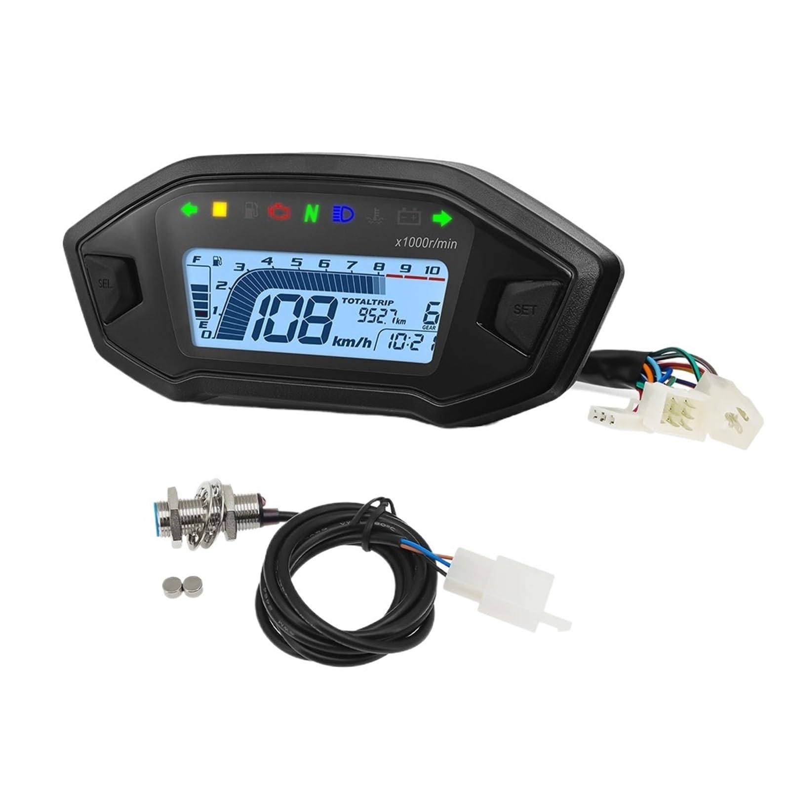 Motorrad Tachometer 7 Farblicht 0~10000 U/min Drehzahlmesser Motorrad Instrument Armaturenbrett Digitaler Tachometer Für 1 2 4 Zylinder Universalmotor 12 V Motorrad Tachometer 7 Farblicht 0~10000 U/min Drehzahlmesser Motorrad Instrument Armaturenbrett Digitaler Tachometer Für 1 2 4 Zylinder Universalmotor 12 V von WMGYESNXL