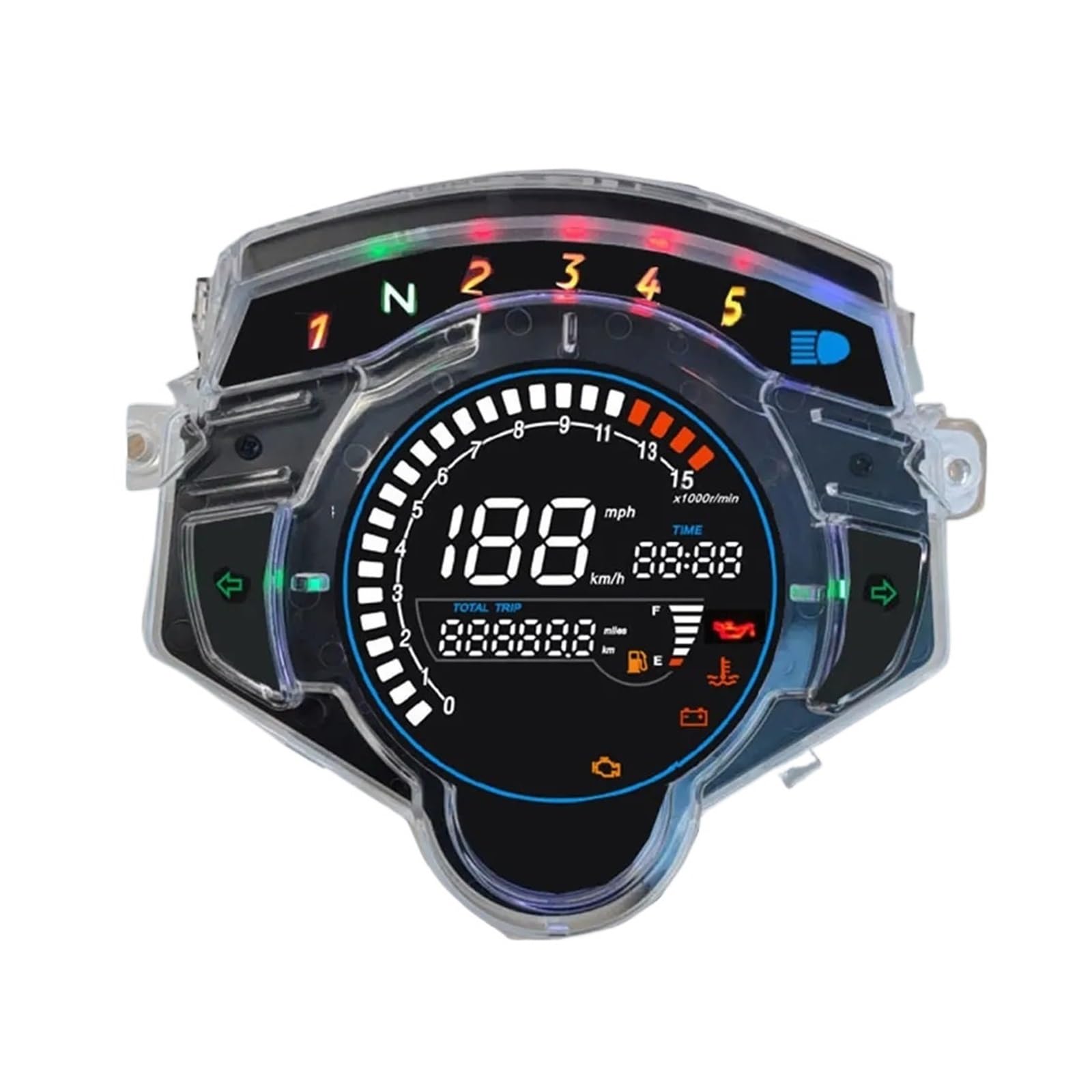 Motorrad Tachometer Armaturenbrett-Tachometer, Digitales Messgerät Mit Uhr, Digitaler Kilometerzähler, Drehzahlmesser Für Ya&maha LC135 V2 V3 V4 V5 V6 V7 Motorrad Tachometer Armaturenbrett-Tachometer, Digitales Messgerät Mit Uhr, Digitaler Kilometerzähler, Drehzahlmesser Für Ya&maha LC135 V2 V3 V4 V5 V6 V7 von WMGYESNXL