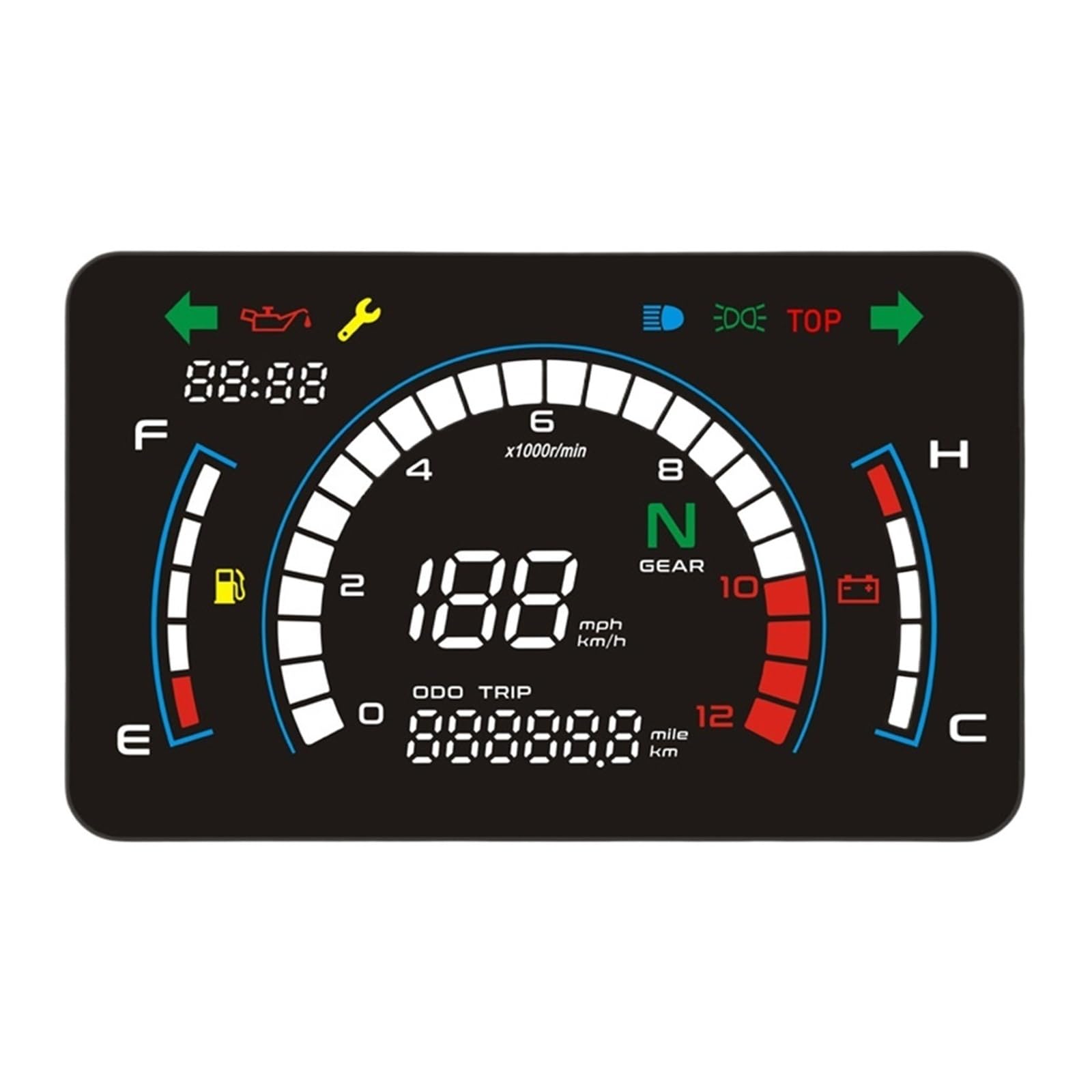 Motorrad Tachometer Digital-Motorrad-Tachometer, Einstellbarer Motorrad-Digitaltacho-Bildschirm, Volldigitaler Tacho, Armaturenbrett Motorrad Tachometer Digital-Motorrad-Tachometer, Einstellbarer Motorrad-Digitaltacho-Bildschirm, Volldigitaler Tacho, Armaturenbrett von WMGYESNXL