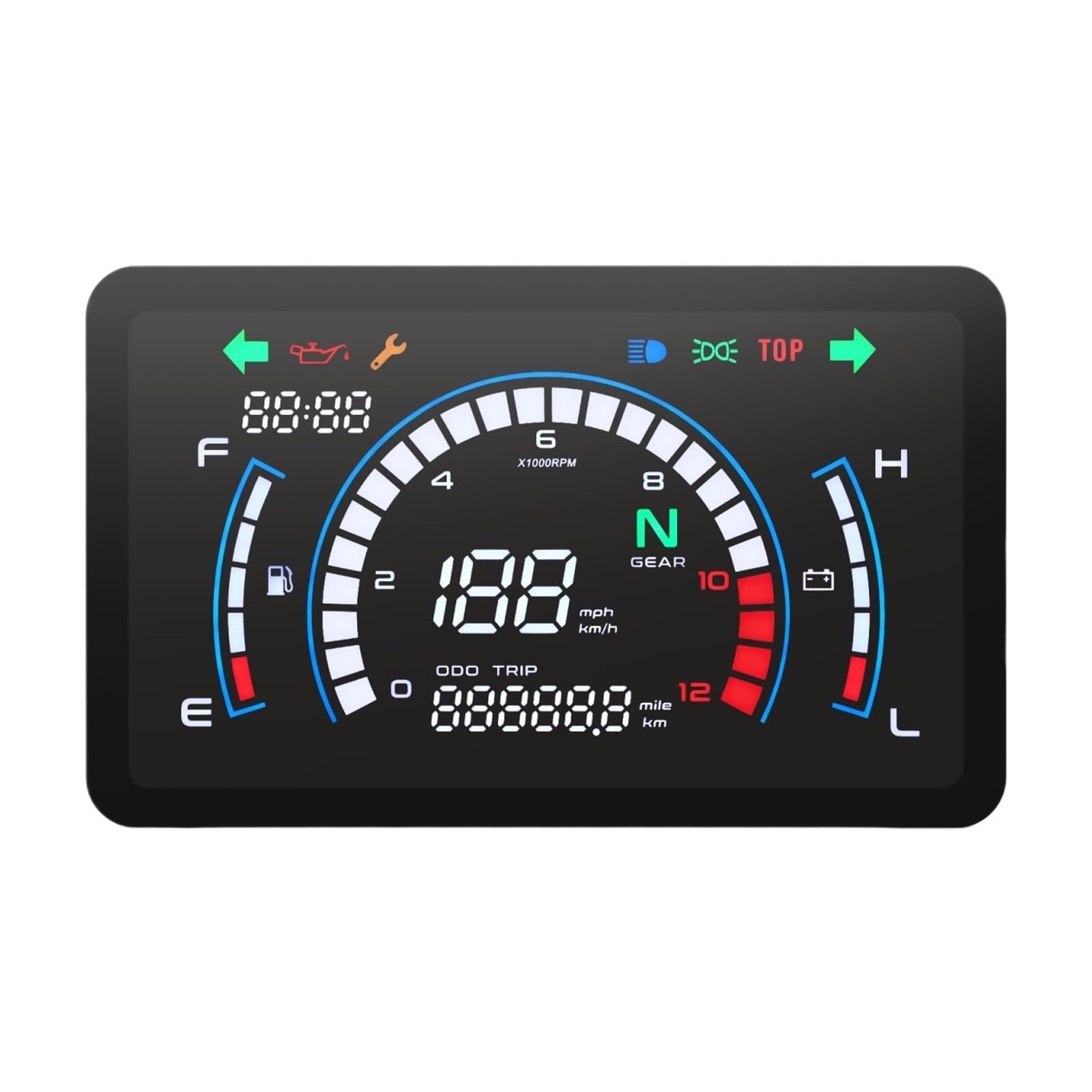 Motorrad Tachometer Drehzahlmesser 12000 U/min, Digitaler Motorrad-Tachometer, Voltmeter, Kraftstoffstandsanzeige, Kilometerzähler, ODO Trip-Anzeige Für Ho&nda EX5 Motorrad Tachometer Drehzahlmesser 12000 U/min, Digitaler Motorrad-Tachometer, Voltmeter, Kraftstoffstandsanzeige, Kilometerzähler, ODO Trip-Anzeige Für Ho&nda EX5 von WMGYESNXL