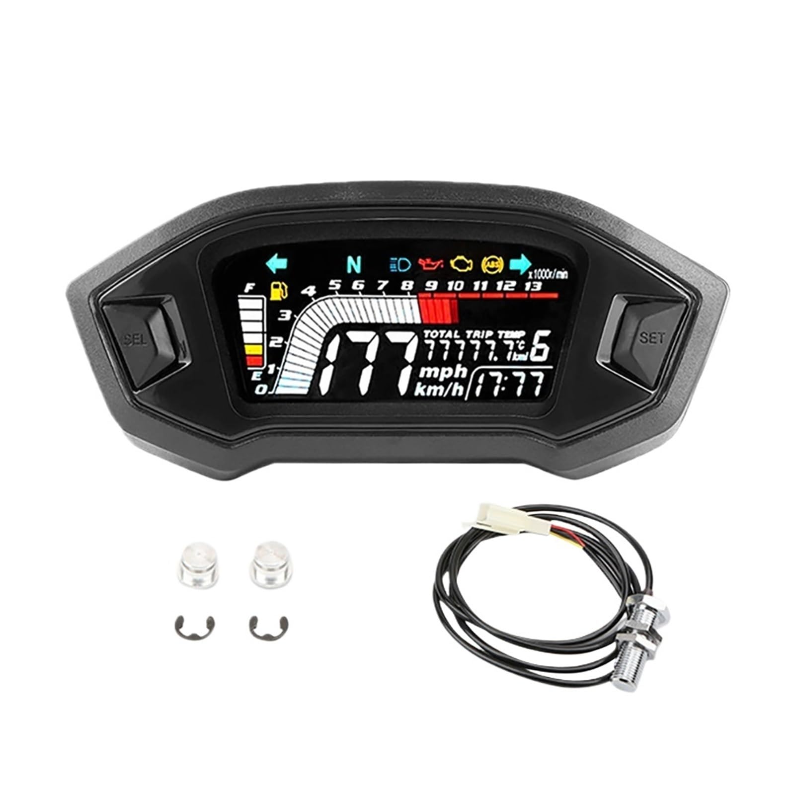 Motorrad Tachometer Motorrad -Computer-geschwindigkeitsmesser-grüne Drehzahlmesser Moto Dashboad Digital Panel VA Bildschirm Echt Farbe Digital Display 12V Universal Motorrad Tachometer Motorrad -Computer-geschwindigkeitsmesser-grüne Drehzahlmesser Moto Dashboad Digital Panel VA Bildschirm Echt Farbe Digital Display 12V Universal von WMGYESNXL