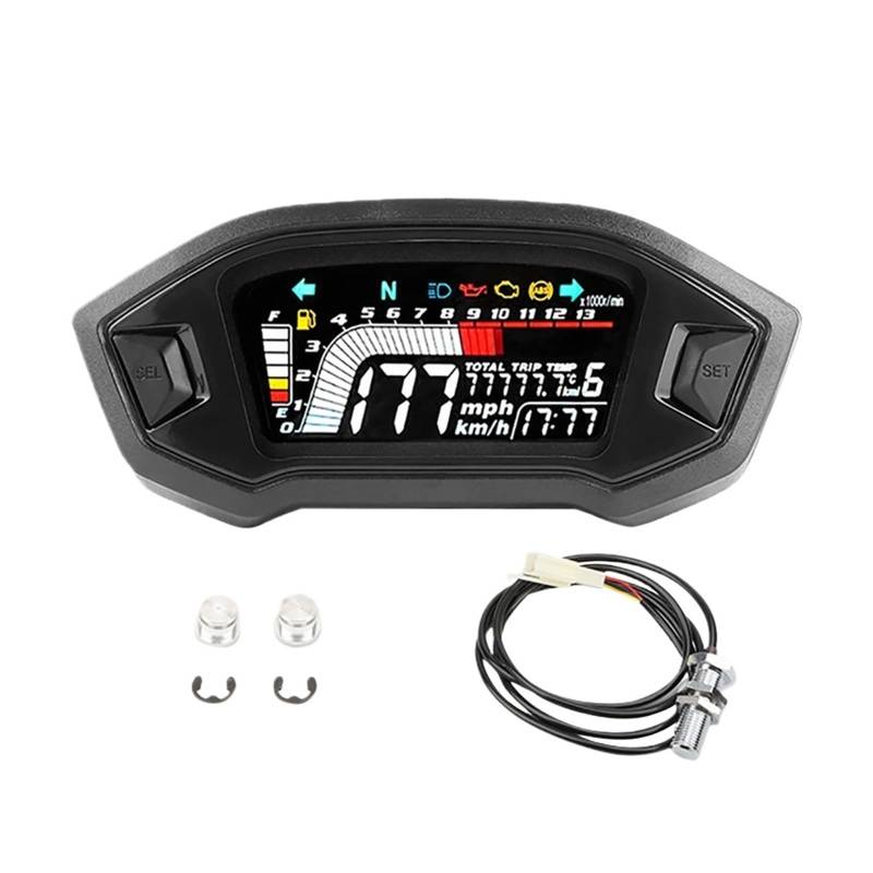 Motorrad Tachometer Motorrad -Computer-geschwindigkeitsmesser-grüne Drehzahlmesser Moto Dashboad Digital Panel VA Bildschirm Echt Farbe Digital Display 12V Universal von WMGYESNXL