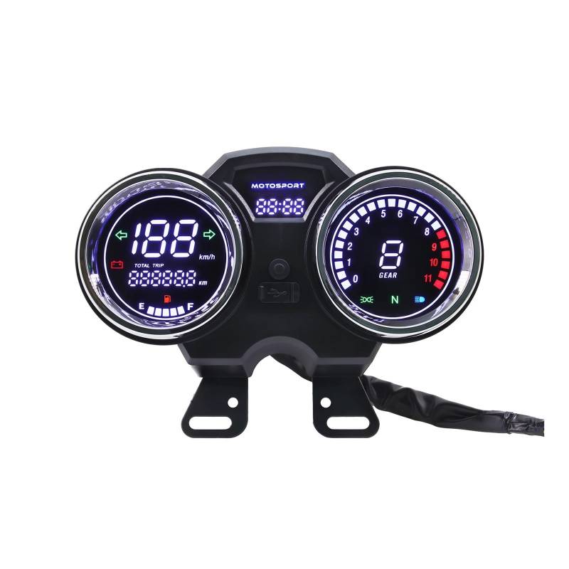 Motorrad Tachometer Motorrad Tachometer Instrumente Universal Digital Panel RPM Motor Speed ​​Gauge Tachometer RPM Meter Kraftstoff Gauge Für GN125 von WMGYESNXL