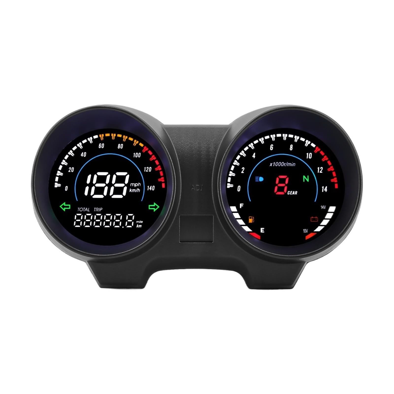 Motorrad Tachometer Motorrad Universal Digital 14000 U/min Tachometer Drehzahlmesser 6 Gänge Anzeige Spannung Kraftstoffanzeige Für 2/4/8 Zylinder Motorrad Tachometer Motorrad Universal Digital 14000 U/min Tachometer Drehzahlmesser 6 Gänge Anzeige Spannung Kraftstoffanzeige Für 2/4/8 Zylinder von WMGYESNXL