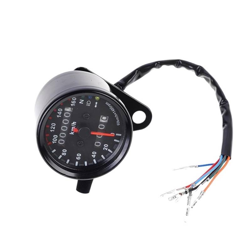 Motorrad Tachometer Schwarz Universal Motorrad Tachometer Kilometerzähler 12V Motorrad Dual Geschwindigkeitsmesser Mit Anzeige Tachometer Motorrad von WMGYESNXL
