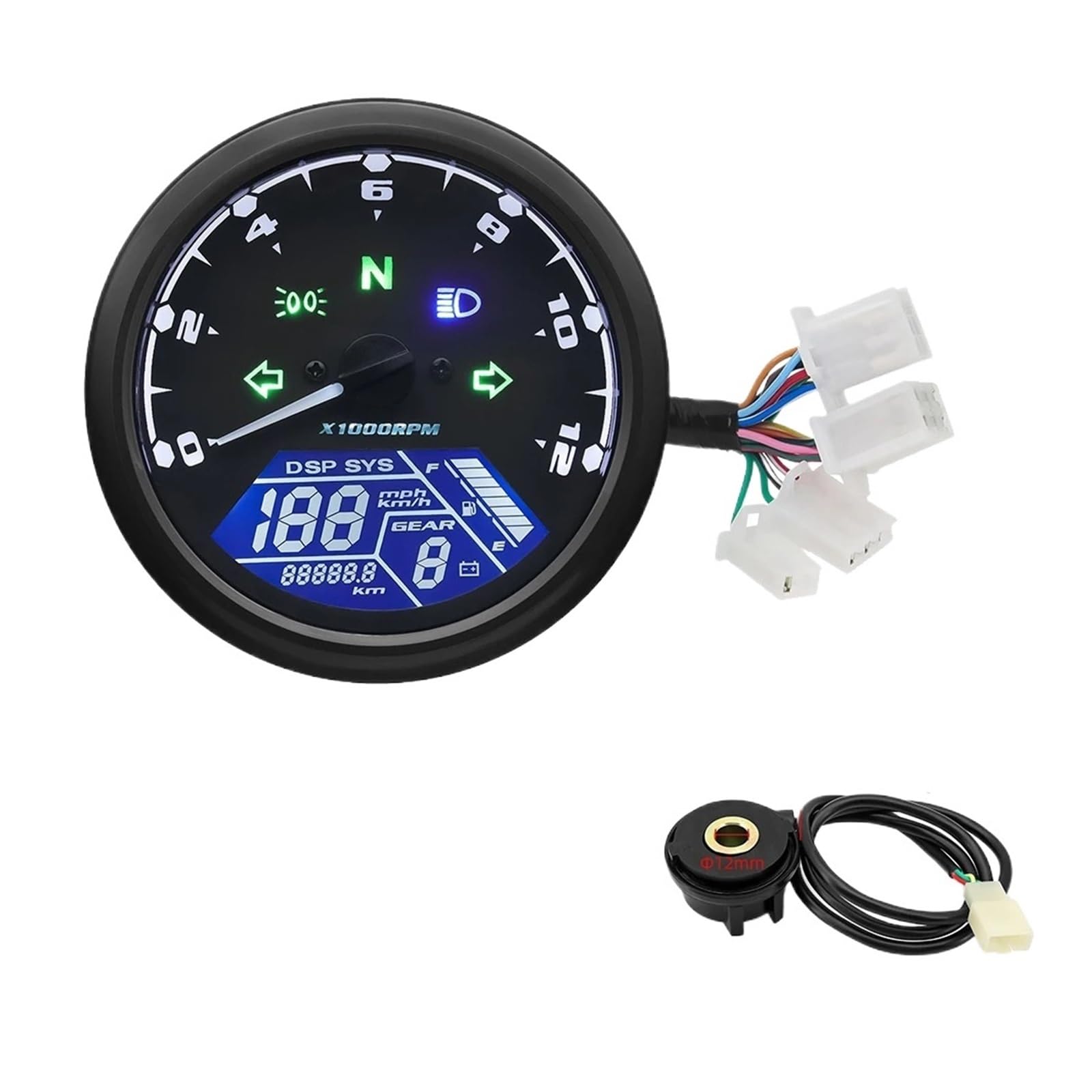 Motorrad Tachometer Universal Motorrad 12000RMP -Computer-geschwindigkeitsmesser-grüne Tachometer Motorrad Gauge Motorrad Digital Dash 1-4 Zylinder Wasserdicht Motorrad Tachometer Universal Motorrad 12000RMP -Computer-geschwindigkeitsmesser-grüne Tachometer Motorrad Gauge Motorrad Digital Dash 1-4 Zylinder Wasserdicht von WMGYESNXL