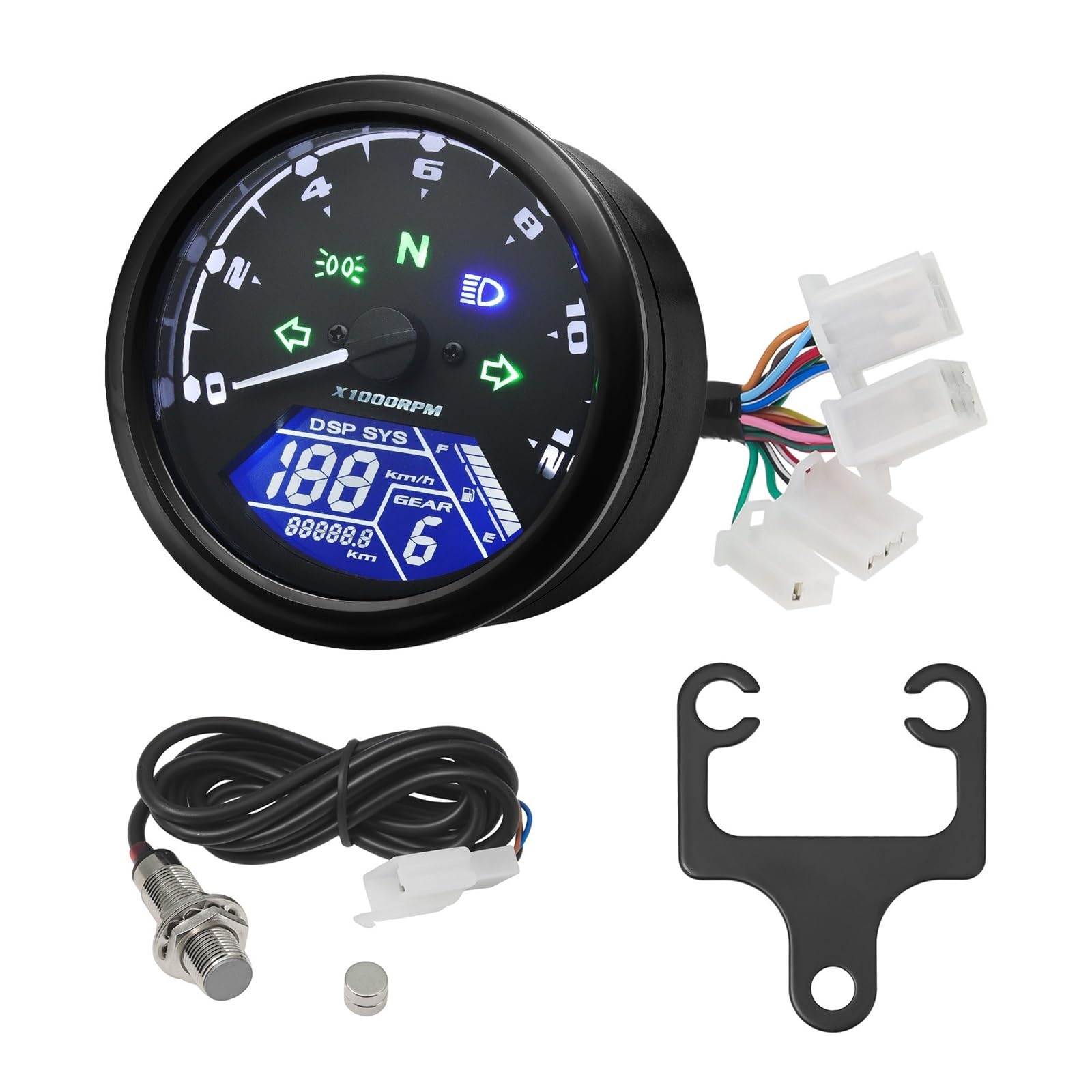 Motorrad Tachometer Universal Motorrad 12000RMP -Computer-geschwindigkeitsmesser-grüne Tachometer Motorrad Gauge Motorrad Digital Dash 1-4 Zylinder Wasserdicht Motorrad Tachometer Universal Motorrad 12000RMP -Computer-geschwindigkeitsmesser-grüne Tachometer Motorrad Gauge Motorrad Digital Dash 1-4 Zylinder Wasserdicht von WMGYESNXL