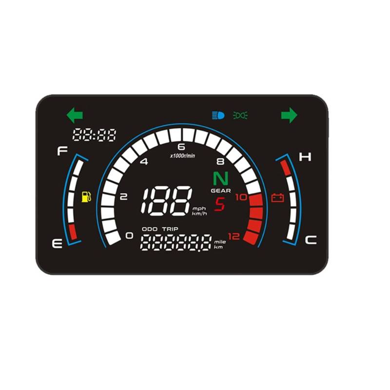 Motorrad Tachometer Universal Motorrad Digital Meter Panel -Computer-geschwindigkeitsmesser-grüne Mit Getriebe Für Ho&nda Für Ya&maha Digital Dashboard Tachometer von WMGYESNXL