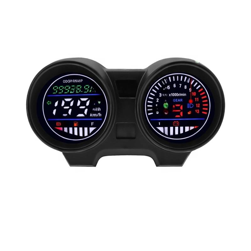 Motorrad Tachometer Wasserdichter Motorrad-Tachometer, Moto-Armaturenbrett, Digitaler Drehzahlmesser Mit Blinker, Kraftstoffanzeige Für Titan 150 Kilometerzähler von WMGYESNXL