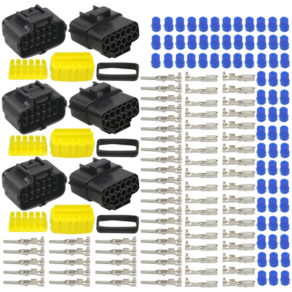 WMYCONGCONG 3 Kits 12 Pin Way Waterproof Electrical Connector Plug for Car Automotive (12 Pin) von WMYCONGCONG