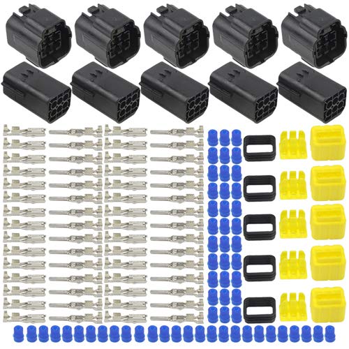 WMYCONGCONG 5 Kits 6 Pin Way Waterproof Electrical Connector Plug for Car Automotive (6 Pin) von WMYCONGCONG