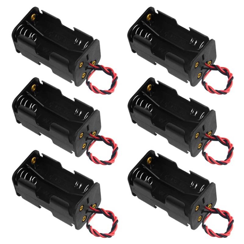 WMYCONGCONG 6 STÜCKE 4 x 1,5 V AA Batteriehalter-Gehäusebox mit schwarzroten Kabel von WMYCONGCONG