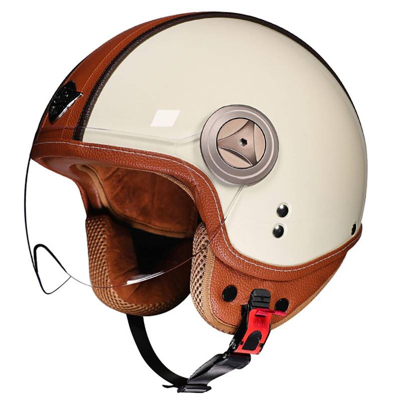 Damen Retro Open Face Motorradhelm, 3/4 Retro Leichter Motorrad Halbhelm Geeignet FüR Erwachsene MäNner Und Frauen Ece-Zertifizierter Motorrad Jet Halbhelm A,S von WMYZJST