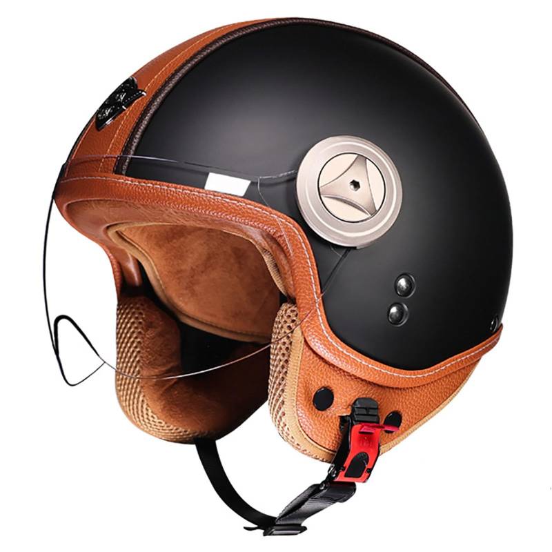 Damen Retro Open Face Motorradhelm, 3/4 Retro Leichter Motorrad Halbhelm Geeignet FüR Erwachsene MäNner Und Frauen Ece-Zertifizierter Motorrad Jet Halbhelm E,S von WMYZJST