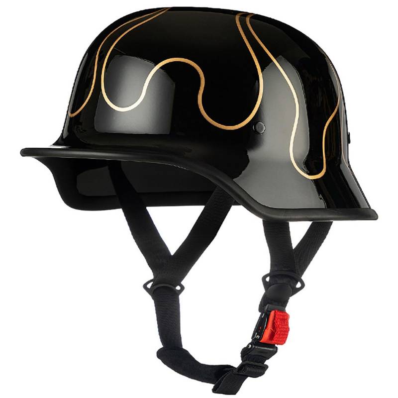 Deutscher Retro-Motorrad-Halbhelm, Offener Cruiser-Scooter-Street-Jet-Helm, Ece-Zertifiziert, Geeignet FüR Cruiser-LeichtmotorräDer FüR MäNner Und Frauen D,XL von WMYZJST