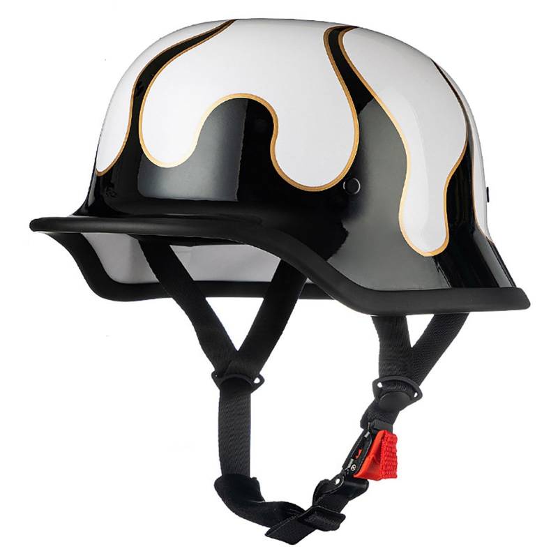 Deutscher Retro-Motorrad-Halbhelm, Offener Cruiser-Scooter-Street-Jet-Helm, Ece-Zertifiziert, Geeignet FüR Cruiser-LeichtmotorräDer FüR MäNner Und Frauen E,M von WMYZJST