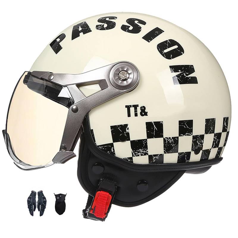 Deutscher Retro-Motorradhelm 3/4 Retro-Motorradhelm Retro-Stil Altmodischer Roller-Jethelm Ece-Zertifiziert MäNner Und Frauen H,L von WMYZJST