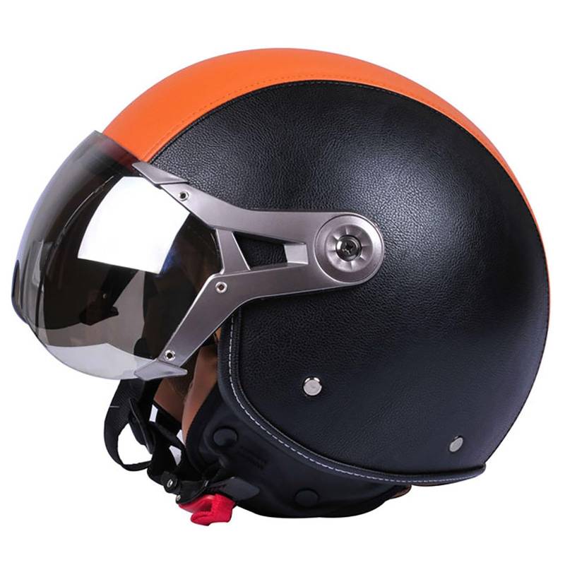 Halbhelm 3/4 Motorradhelm Retro-Helm Mit Schutzbrille Leichter Motorradhelm Ece-Zertifizierter Antikollisionshelm FüR Erwachsene MäNner Und Frauen Rollerhelm D von WMYZJST