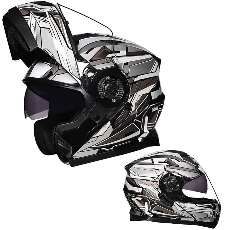 Integralhelm FüR Motorradfahrer, Integralhelm FüR Motorradfahrer Mit Doppelvisier, Motorradhelm FüR Erwachsene FüR Herren Und Damen, Ece-Zertifiziert G,XL von WMYZJST