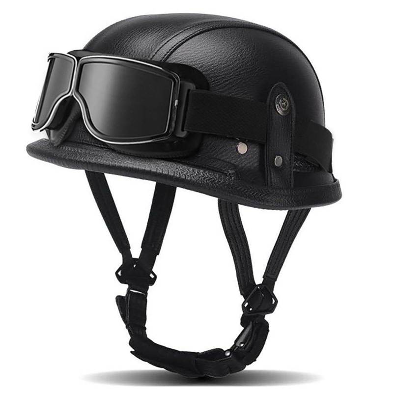 Jet-Halbhelm Im Retro-Stil, Crashhelm FüR Erwachsene MäNner Und Frauen Mit Quadratischem Vintage-Spiegel, Ece-Zertifiziert D,XL von WMYZJST