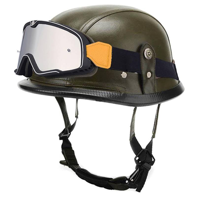 Jet-Halbhelm Im Retro-Stil, Crashhelm FüR Erwachsene MäNner Und Frauen Mit Schutzbrille, Ece-Zertifiziert F,M von WMYZJST