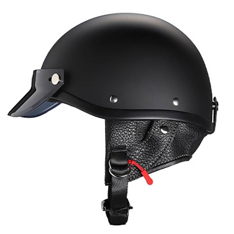 Motorrad-Halbhelm Mit Gesichtsschutz, Retro-Helm Im Deutschen Stil FüR MäNner Und Frauen. Ece-Zertifizierter Moped-Halbhelm FüR Erwachsene Mit Abnehmbarer Krempe B,S von WMYZJST