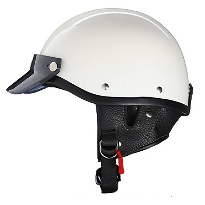Motorrad-Halbhelm Mit Gesichtsschutz, Retro-Helm Im Deutschen Stil FüR MäNner Und Frauen. Ece-Zertifizierter Moped-Halbhelm FüR Erwachsene Mit Abnehmbarer Krempe C,L von WMYZJST