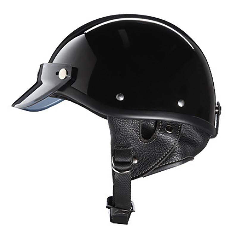 Motorrad-Halbhelm Mit Gesichtsschutz, Retro-Helm Im Deutschen Stil FüR MäNner Und Frauen. Ece-Zertifizierter Moped-Halbhelm FüR Erwachsene Mit Abnehmbarer Krempe D,L von WMYZJST