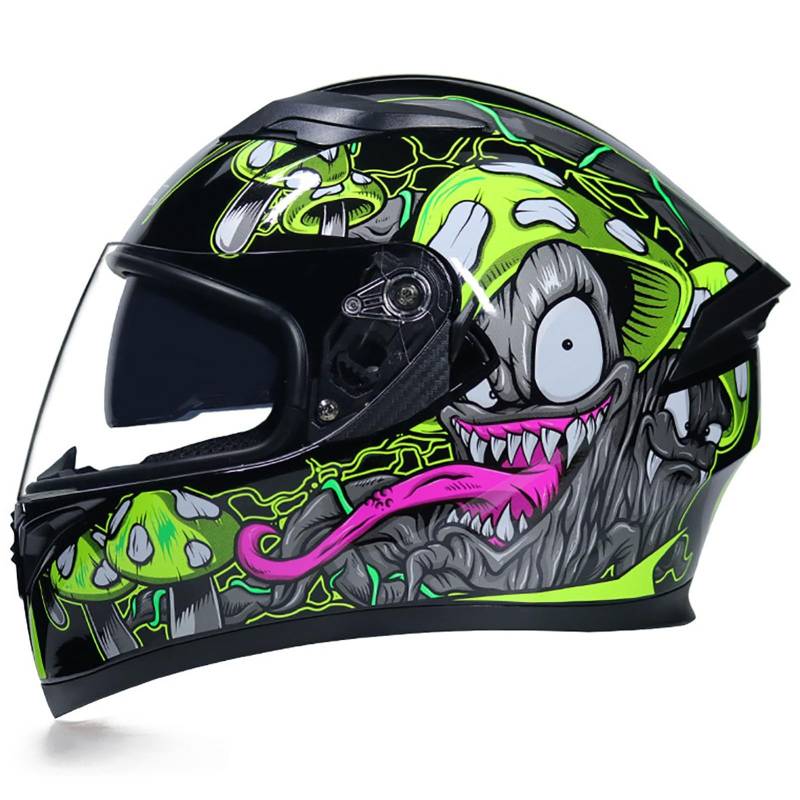 Motorrad-Integralhelm, Personalisierter Cooler Integralhelm, Doppelvisier, Transparente Linse, Herren- Und Damenstil, Ece-Zertifizierter Modularer Motorradhelm C,L von WMYZJST