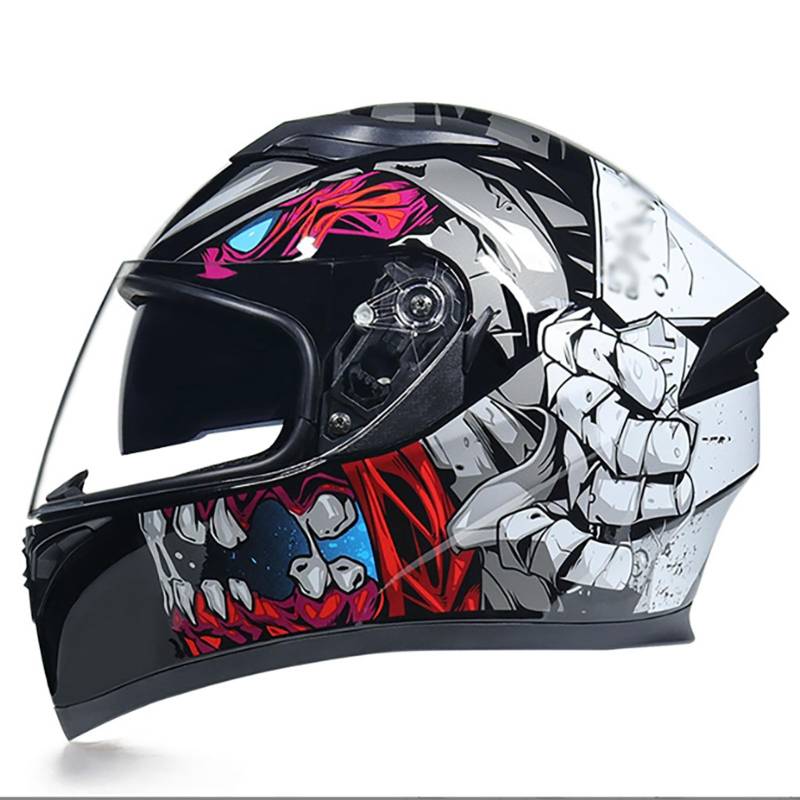 Motorrad-Integralhelm, Personalisierter Cooler Integralhelm, Doppelvisier, Transparente Linse, Herren- Und Damenstil, Ece-Zertifizierter Modularer Motorradhelm G,L von WMYZJST