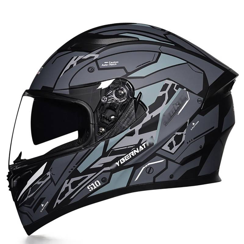 Motorrad-Integralhelm, Personalisierter Cooler Integralhelm, Doppelvisier, Transparente Linse, Herren- Und Damenstil, Ece-Zertifizierter Modularer Motorradhelm K,M von WMYZJST