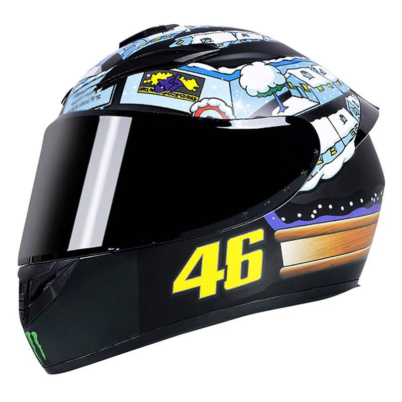 Motorradhelm Integralhelm, Stylischer Und Cooler Motorradhelm Mit Transparentem Visier, Ece-Zertifiziert, Geeignet FüR MäNner Und Frauen Erwachsene B,XL von WMYZJST