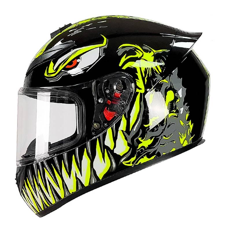 Motorradhelm Integralhelm, Stylischer Und Cooler Motorradhelm Mit Transparentem Visier, Ece-Zertifiziert, Geeignet FüR MäNner Und Frauen Erwachsene D,M von WMYZJST