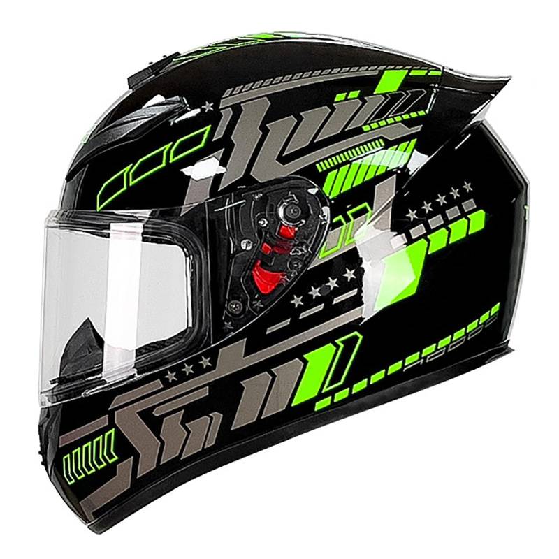 Motorradhelm Integralhelm, Stylischer Und Cooler Motorradhelm Mit Transparentem Visier, Ece-Zertifiziert, Geeignet FüR MäNner Und Frauen Erwachsene J,M von WMYZJST