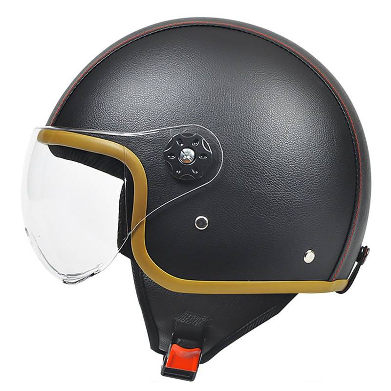 Retro Motorrad Jethelm, Jethelm Retro Halbhelm, Retro Halbhelm Mit Visier FüR Erwachsene MäNner Und Frauen Leichter Motorrad Tourenhelm, Ece Zertifiziert S,One Size von WMYZJST