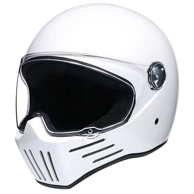 Vintage Integralhelm FüR Motorradfahrer, Integralhelm FüR Motorradfahrer FüR Erwachsene, Ece-Zertifiziert, Visier-Schnellverschluss G,XL von WMYZJST
