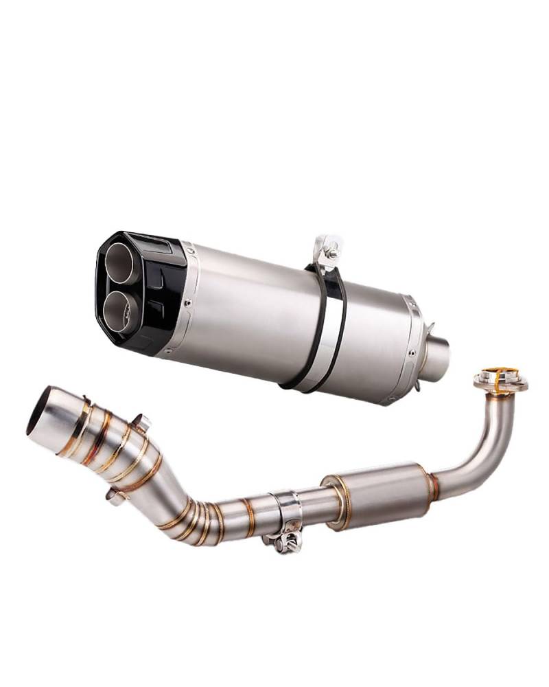 Motorrad Auspuff Für Aerox155 Edelstahl-Vorderteil S8-Heckteil Auspuffrohr Motorrad Auspuffrohr(Front Section+Titanium) von WNCXSA