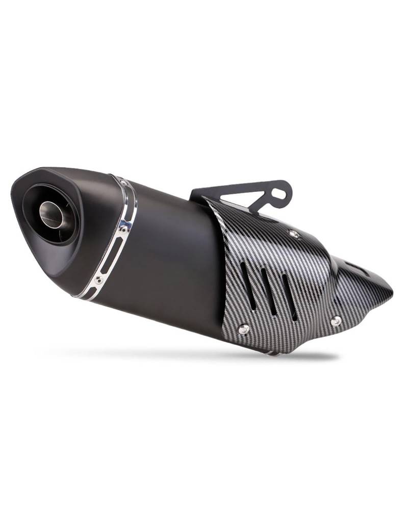 Motorrad Auspuff Für GSX250 Motorrad Schräge Dreieck Nachahmung Kohlefaserabdeckung Auspuffrohr Motorrad Auspuffrohr(Round Tail Black) von WNCXSA