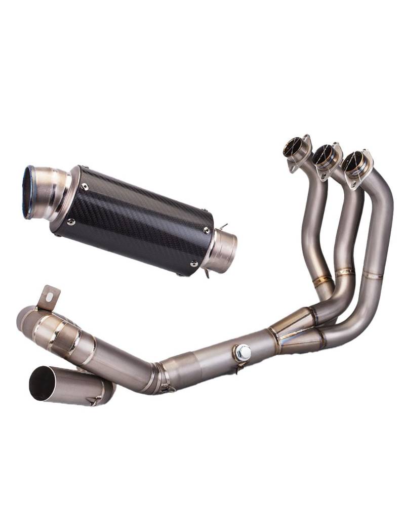 Motorrad Auspuff Für MT-09 Vorderer Abschnitt SC-Ellenbogen Titanlegierung Kohlefaser-Heckabschnitt-Auspuffrohr Motorrad Auspuffrohr(Titanium Alloy Front Section Set) von WNCXSA