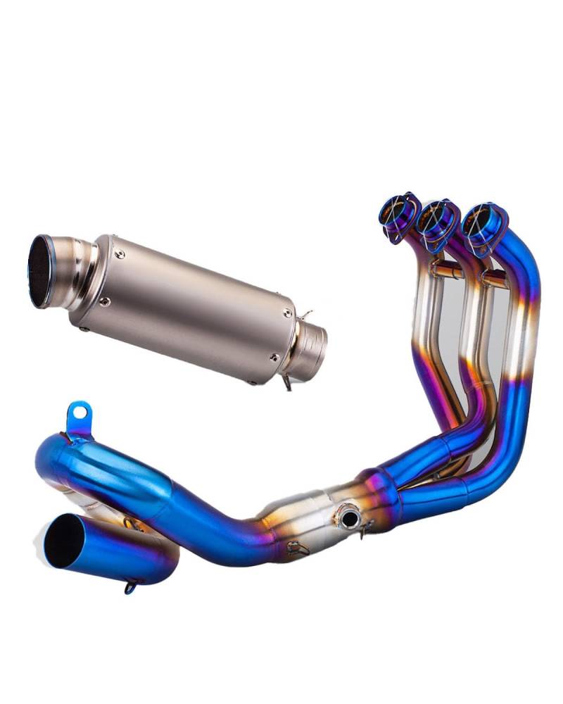 Motorrad Auspuff Für MT-09 Vorderer Abschnitt SC-Kniestück Aus Titanlegierung Titanfarbenes Heckteil-Auspuffrohr Motorrad Auspuffrohr(Stainless Steel blueing Set) von WNCXSA