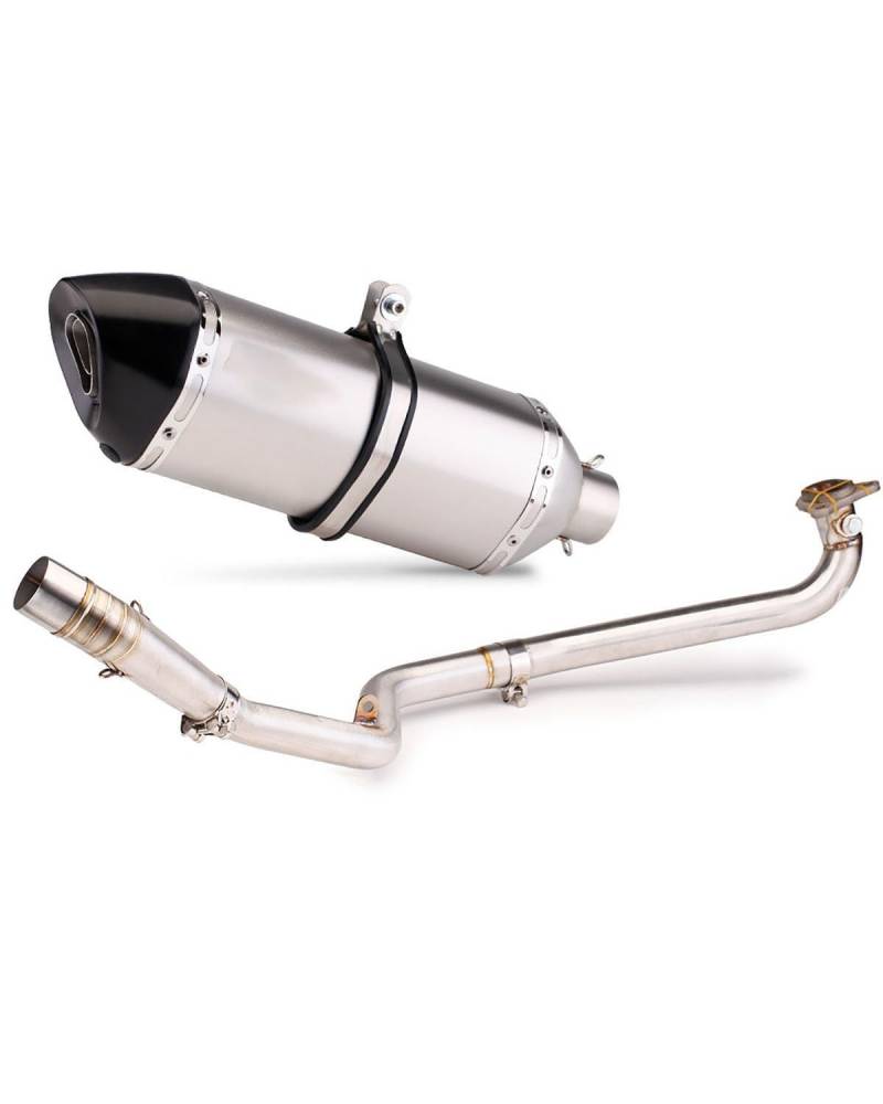 Motorrad Auspuff Für NC750X Für NC700S 2012-2020 Modifiziertes Vorderes Auspuffrohr Große Sechseck-Endrohr-Modifikation Motorrad Auspuffrohr(Front Section Set+Aluminum Head) von WNCXSA