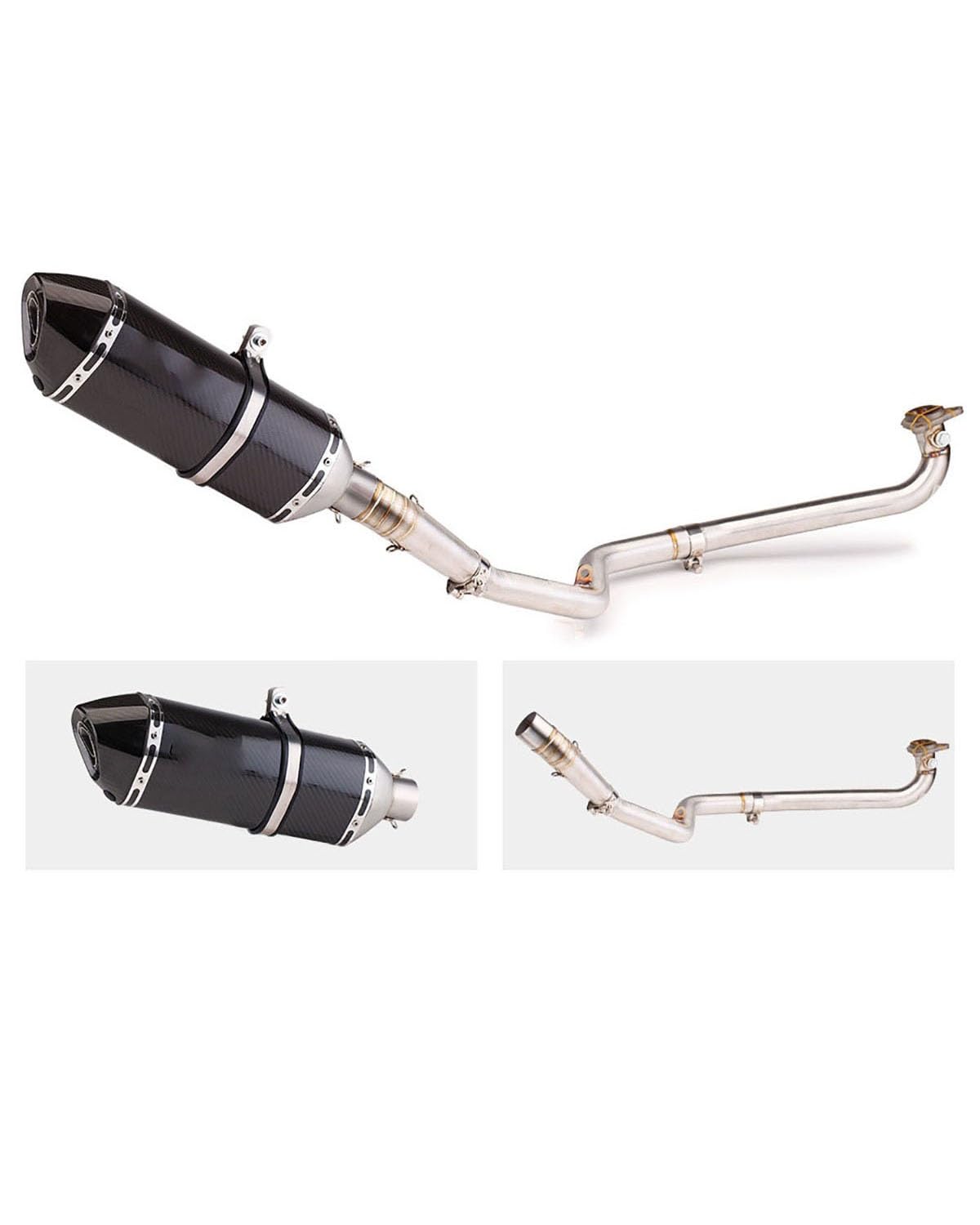 Motorrad Auspuff Für NC750X Für NC700S 2012-2020 Modifiziertes Vorderes Auspuffrohr Große Sechseck-Endrohr-Modifikation Motorrad Auspuffrohr(Front Section Set+Full Carbon) von WNCXSA