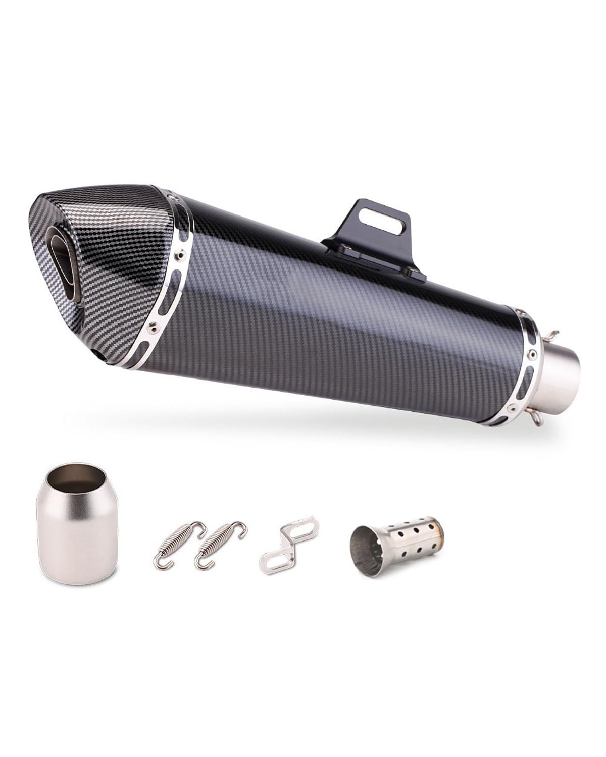 Motorrad Auspuff Für NINJA400 Motorrad Konisches Sechseckiges Nachahmungskohlenstoffkopfschräges Endrohr Motorrad Auspuffrohr(Full Imitation Carbon Fiber) von WNCXSA