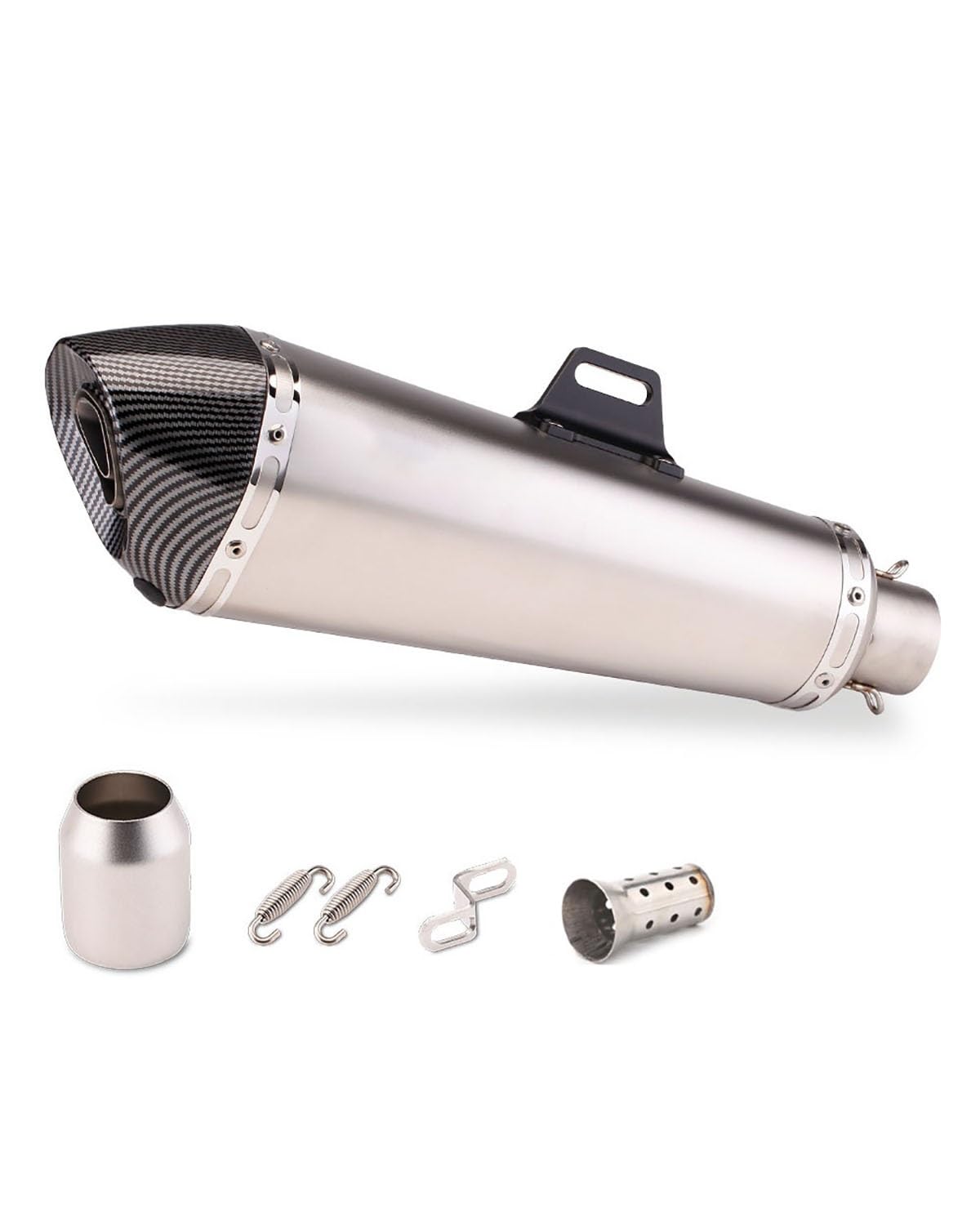 Motorrad Auspuff Für NINJA400 Motorrad Konisches Sechseckiges Nachahmungskohlenstoffkopfschräges Endrohr Motorrad Auspuffrohr(Titanium Color) von WNCXSA