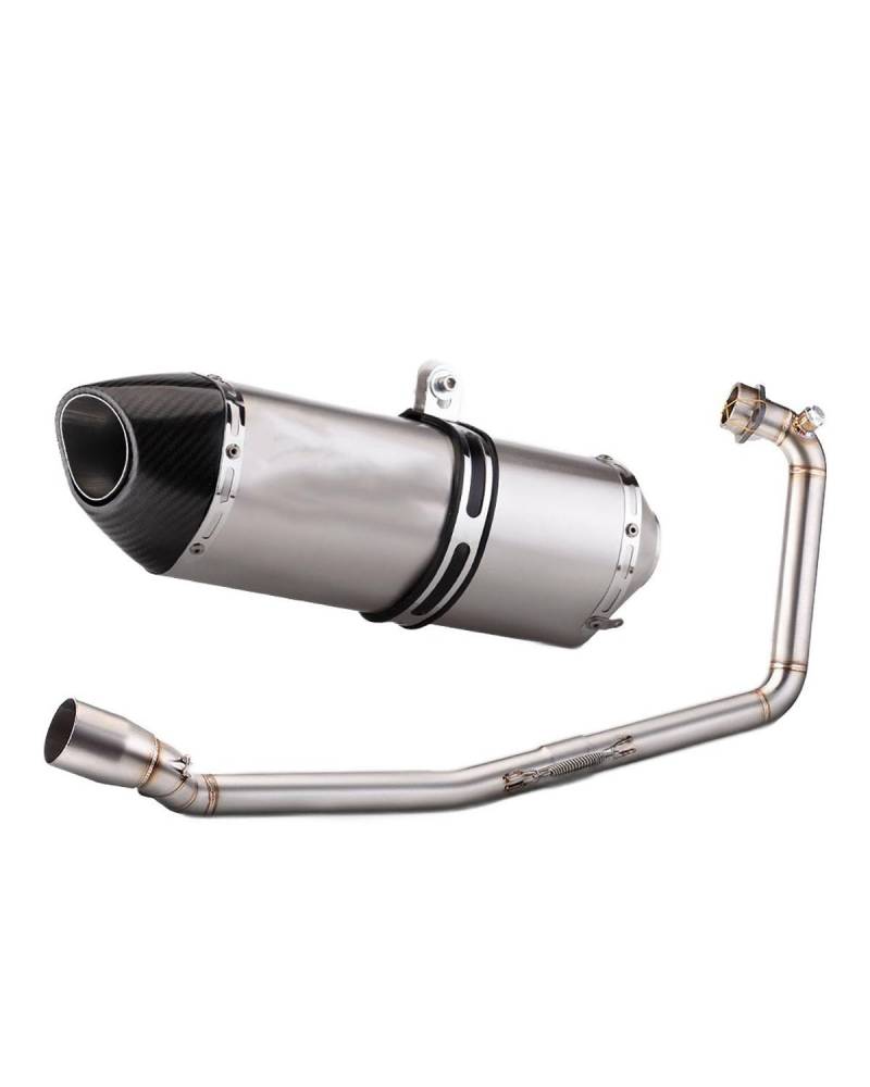 Motorrad Auspuff Für Suzuki Für GSX-R150 Für GSX-R125 Edelstahl-Vorderteil R77 Echtcarbon-Heckteil Motorrad Auspuffrohr(Titanium Color Set) von WNCXSA