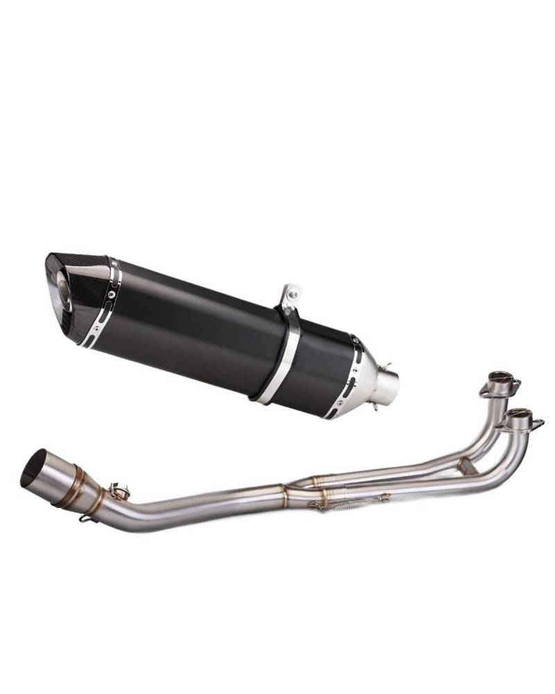 Motorrad Auspuff Für T-MAX530 2008-2016 Edelstahl-Vorderteil 570 Rundheck Großes Sechseck-Heckteil-Auspuffrohr Motorrad Auspuffrohr(Front Section+Black) von WNCXSA