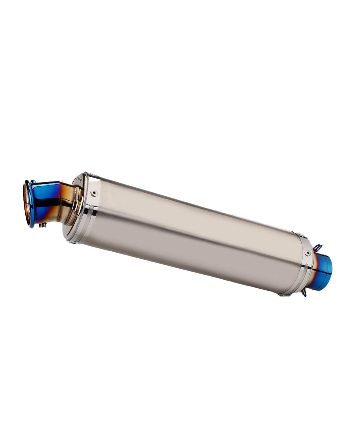 Motorrad Auspuff Für YZF-R1 STB Curling Elbow Endrohr Motorrad Auspuffrohr(Silver at Both Ends Blue) von WNCXSA