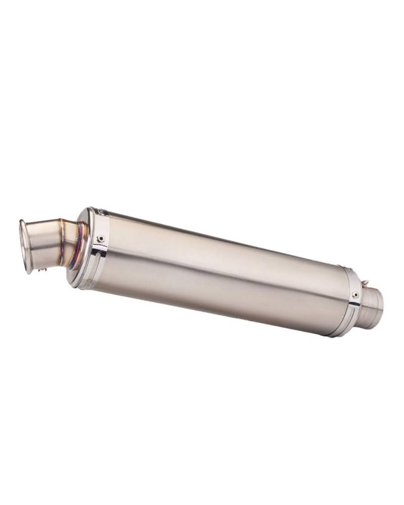 Motorrad Auspuff Für YZF-R1 STB Curling Elbow Endrohr Motorrad Auspuffrohr(Silver at Both Ends White) von WNCXSA