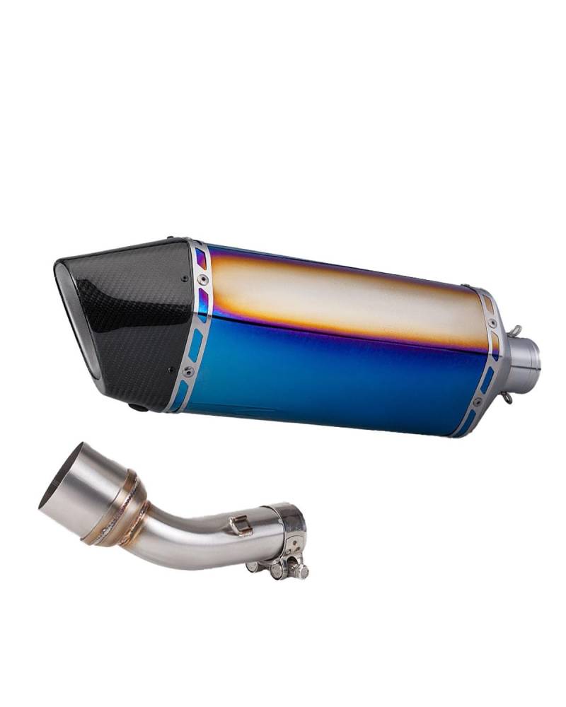 Motorrad Auspuff Für YZF-R3 2015-2023 Edelstahl-Mittelteil HF Seventh Force 470MM Kurzheckteil Motorrad Auspuffrohr(Middle Section+Blue) von WNCXSA
